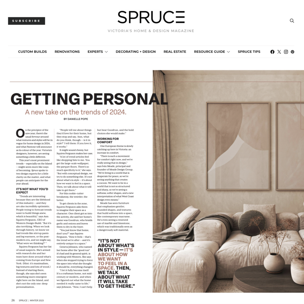 SPRUCE Magazine, Iván Meade Featured Article ‘Getting Personal’
